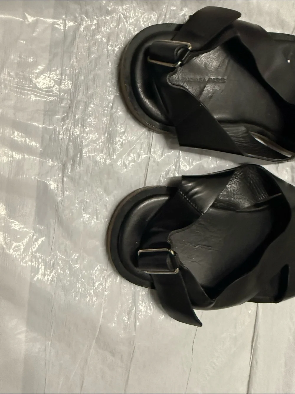 Balenciaga paris Black Leather Crisscross Strap Sandals